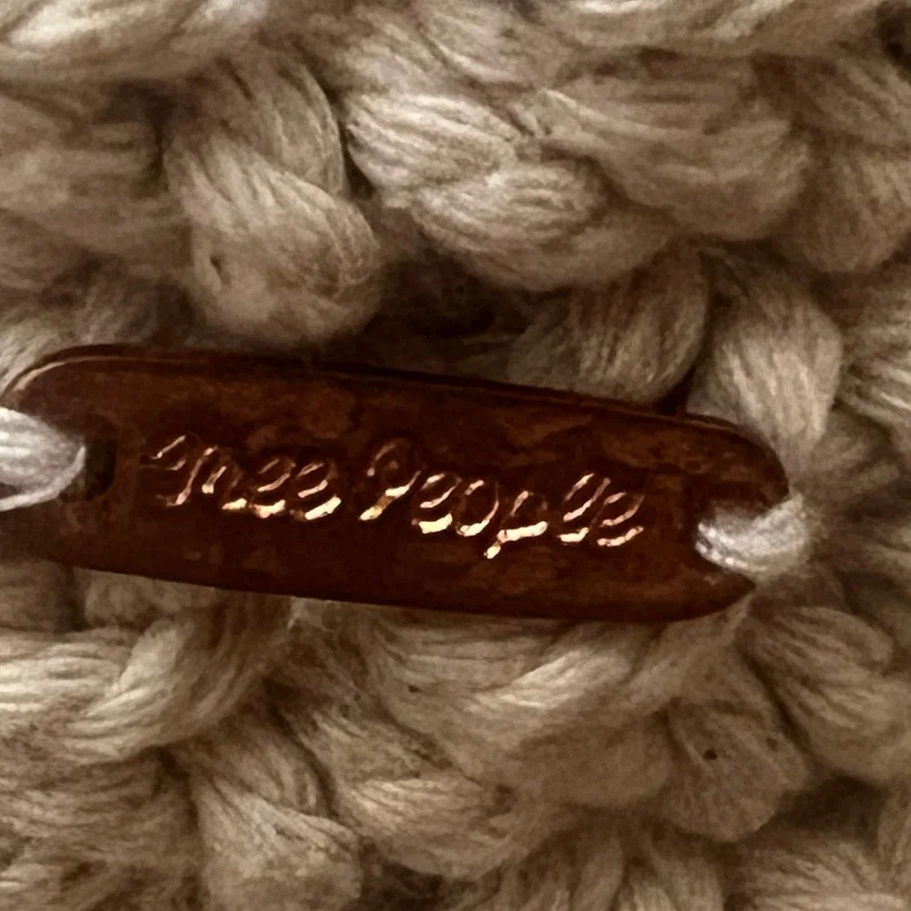 Free People Crochet Beaded Shoulder Bag Cream Boho Crossbody - Picture 2 of 7